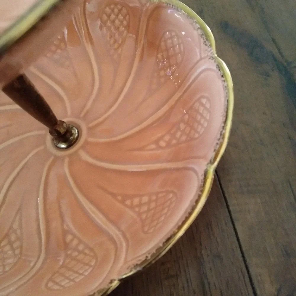 1950's Calfor USA T-31 Coral Pottery 2 Tier‎ Dessert Tray